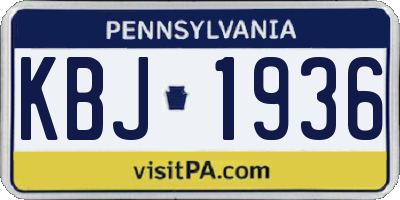 PA license plate KBJ1936