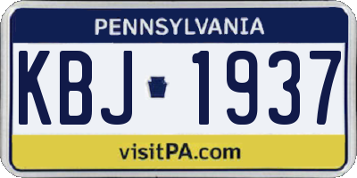 PA license plate KBJ1937