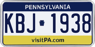 PA license plate KBJ1938