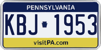 PA license plate KBJ1953