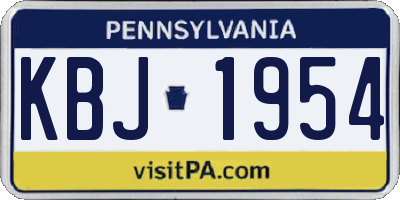 PA license plate KBJ1954