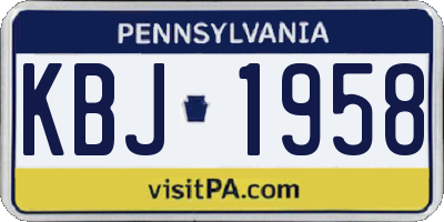PA license plate KBJ1958