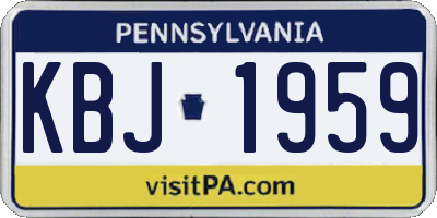 PA license plate KBJ1959