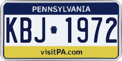 PA license plate KBJ1972