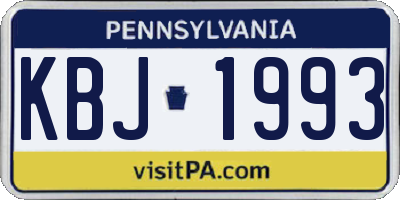 PA license plate KBJ1993
