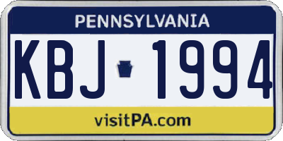 PA license plate KBJ1994