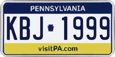 PA license plate KBJ1999