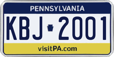 PA license plate KBJ2001