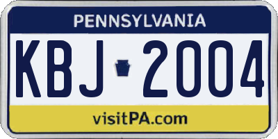 PA license plate KBJ2004