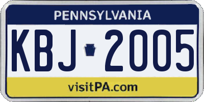 PA license plate KBJ2005