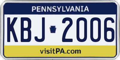 PA license plate KBJ2006