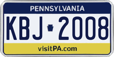PA license plate KBJ2008