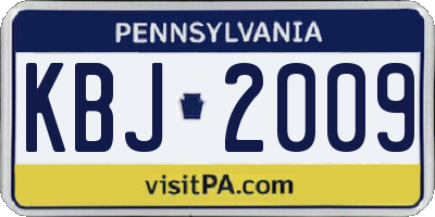 PA license plate KBJ2009