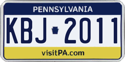 PA license plate KBJ2011