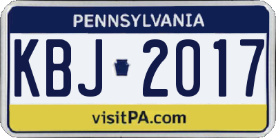 PA license plate KBJ2017