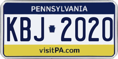 PA license plate KBJ2020