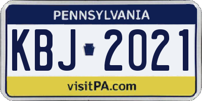 PA license plate KBJ2021