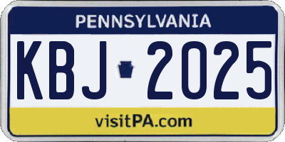 PA license plate KBJ2025