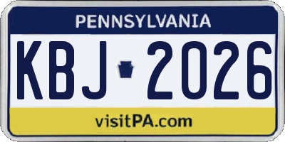 PA license plate KBJ2026