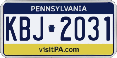 PA license plate KBJ2031