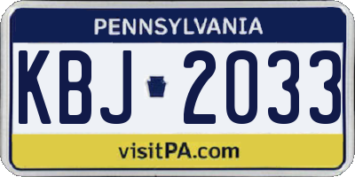 PA license plate KBJ2033
