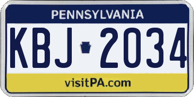 PA license plate KBJ2034