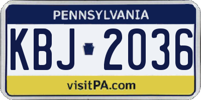 PA license plate KBJ2036