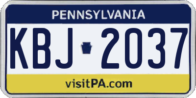 PA license plate KBJ2037