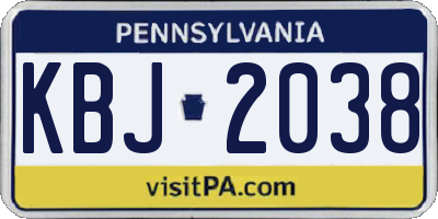 PA license plate KBJ2038