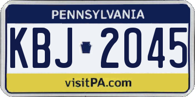 PA license plate KBJ2045