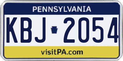 PA license plate KBJ2054