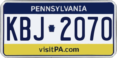 PA license plate KBJ2070