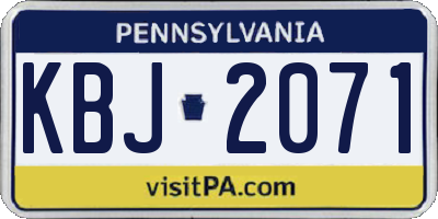 PA license plate KBJ2071