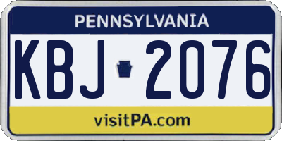 PA license plate KBJ2076