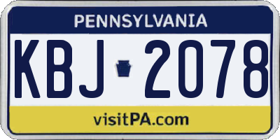 PA license plate KBJ2078