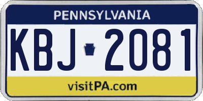 PA license plate KBJ2081