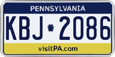 PA license plate KBJ2086
