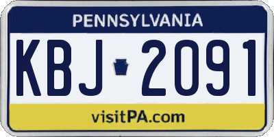 PA license plate KBJ2091
