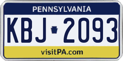 PA license plate KBJ2093