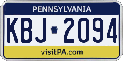 PA license plate KBJ2094
