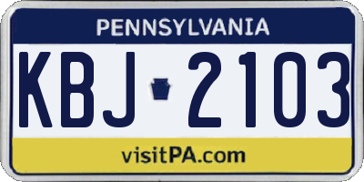 PA license plate KBJ2103