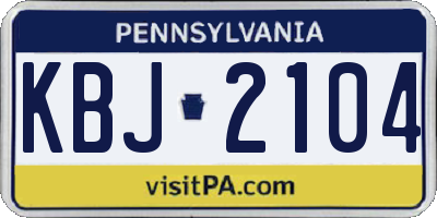 PA license plate KBJ2104