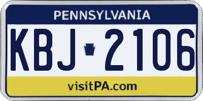 PA license plate KBJ2106
