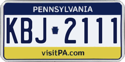 PA license plate KBJ2111