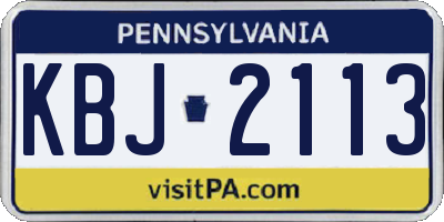 PA license plate KBJ2113