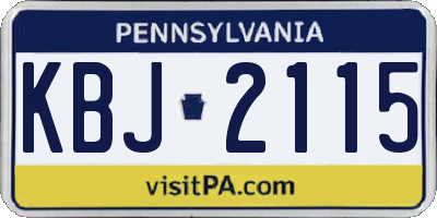 PA license plate KBJ2115