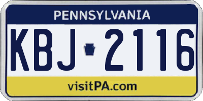 PA license plate KBJ2116