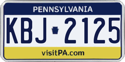 PA license plate KBJ2125