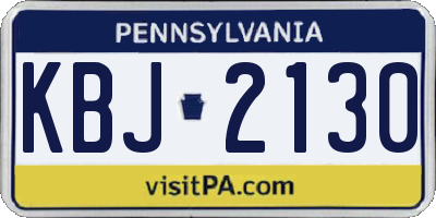 PA license plate KBJ2130