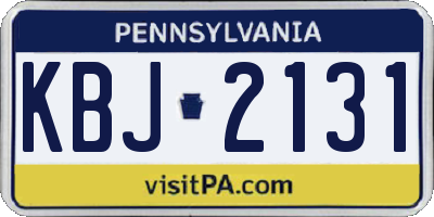 PA license plate KBJ2131